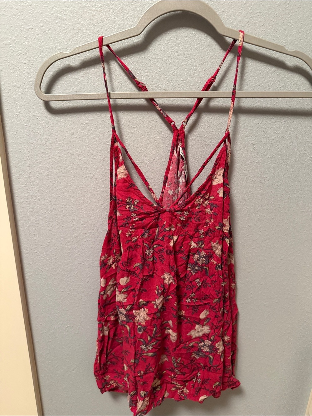 American Eagle Outfitters Red Floral Strappy Tank Top